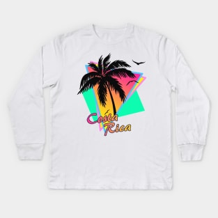 Costa Rica Cool 80s Sunset Kids Long Sleeve T-Shirt